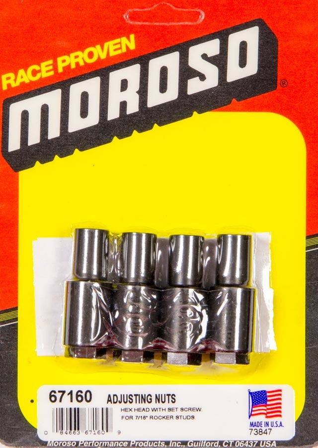 MOROSO 67160 Rocker Arm Nut Set for Chevrolet V8 Engines, 7/16-20 Thread, Hex Head, Stud Girdle Compatible