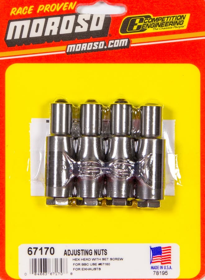 MOROSO 67170 Rocker Arm Nut Set for Big Block Chevy V8, 7/16-20 Thread, Hex Head, Stud Girdle Compatible