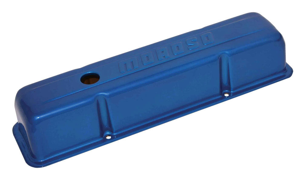 MOROSO 68005 Small Block Chevy Tall Valve Cover with Moroso Logo, Steel, Blue Powder Coat, Pair