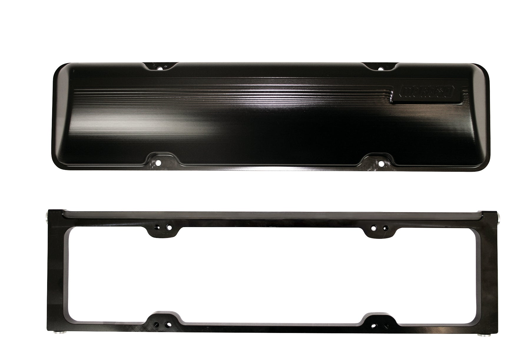 MOROSO SBC Billet Aluminum Valve Cover Set 2-Piece Black Anodized for Small Block Chevy