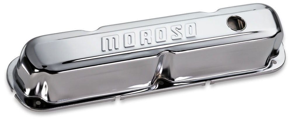 MOROSO 68161 Chrome B/E Valve Covers for Small Block Mopar, Tall Baffled Design