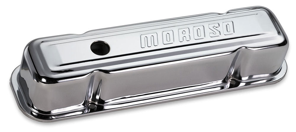 MOROSO 68281 Chrome B/E Valve Covers for Pontiac V8 Tall Baffled with Moroso Logo