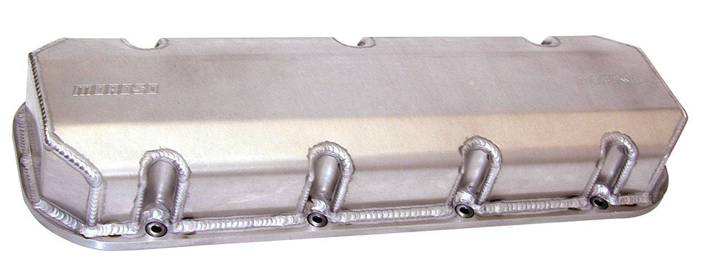 MOROSO BBC Billet Rail Valve Covers with 3/8 Inch Inserts, Stock Height, Fabricated Aluminum, Natural Finish, Pair