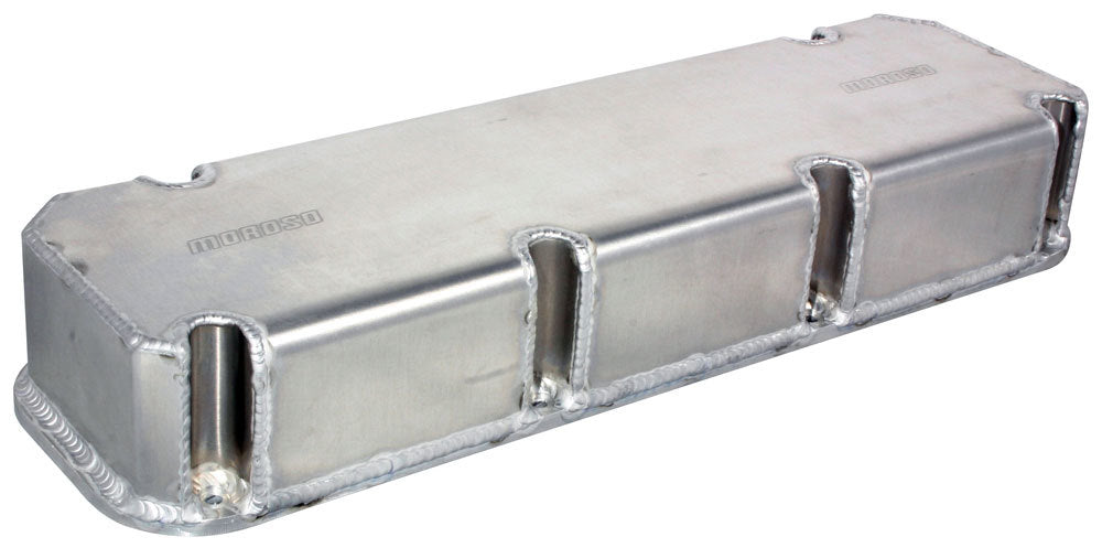 MOROSO BBF Billet Rail Valve Covers for Big Block Ford, Stock Height, Fabricated Aluminum, Natural Finish, Pair