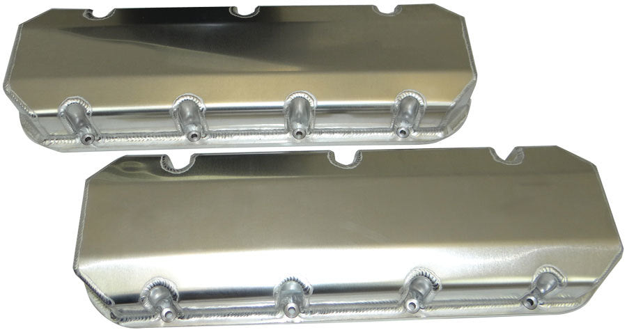 MOROSO BBC Billet Rail Valve Cover Set with Steel Inserts and Natural Finish