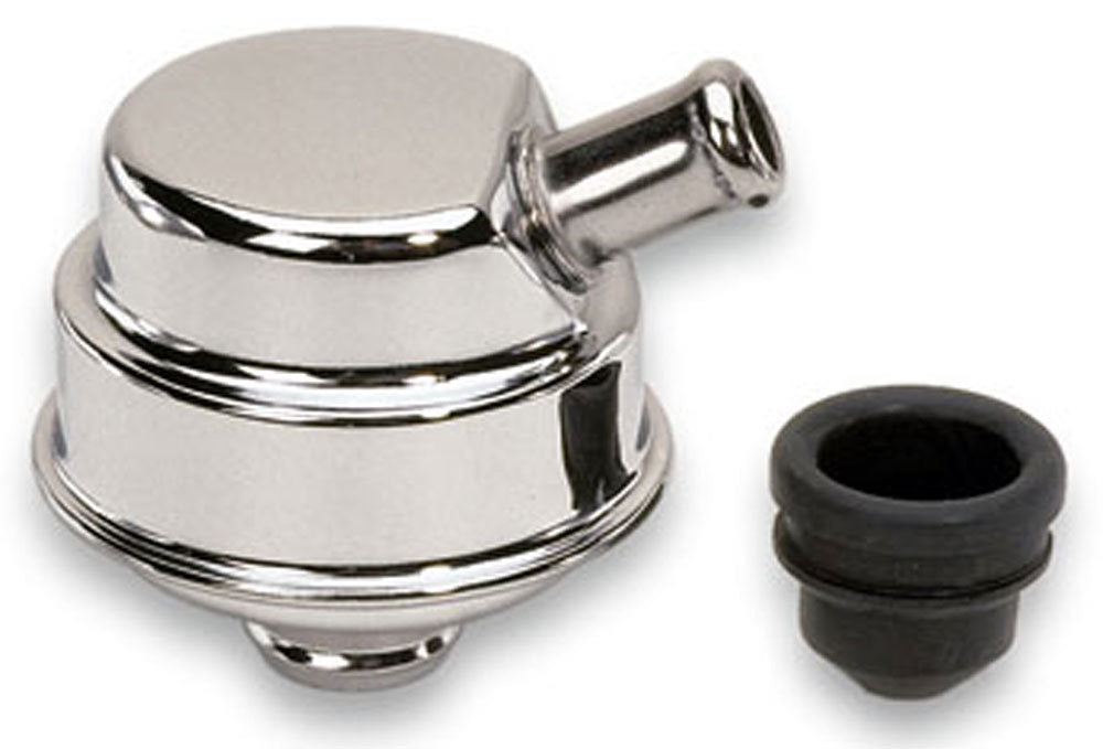 MOROSO 68781 Chrome Oil Separator Breather with Push-In Round Design and 1-1/4 Inch Hole