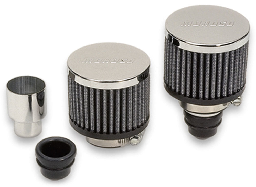 MOROSO Valve Cover Breather Kit Push-In for 1.22 Inch Hole, Chrome Steel, Clamp-On Round Design