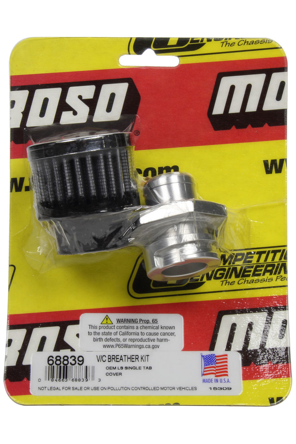 Moroso 68839 GM LS Valve Cover Breather Kit with Round Screw-In Design