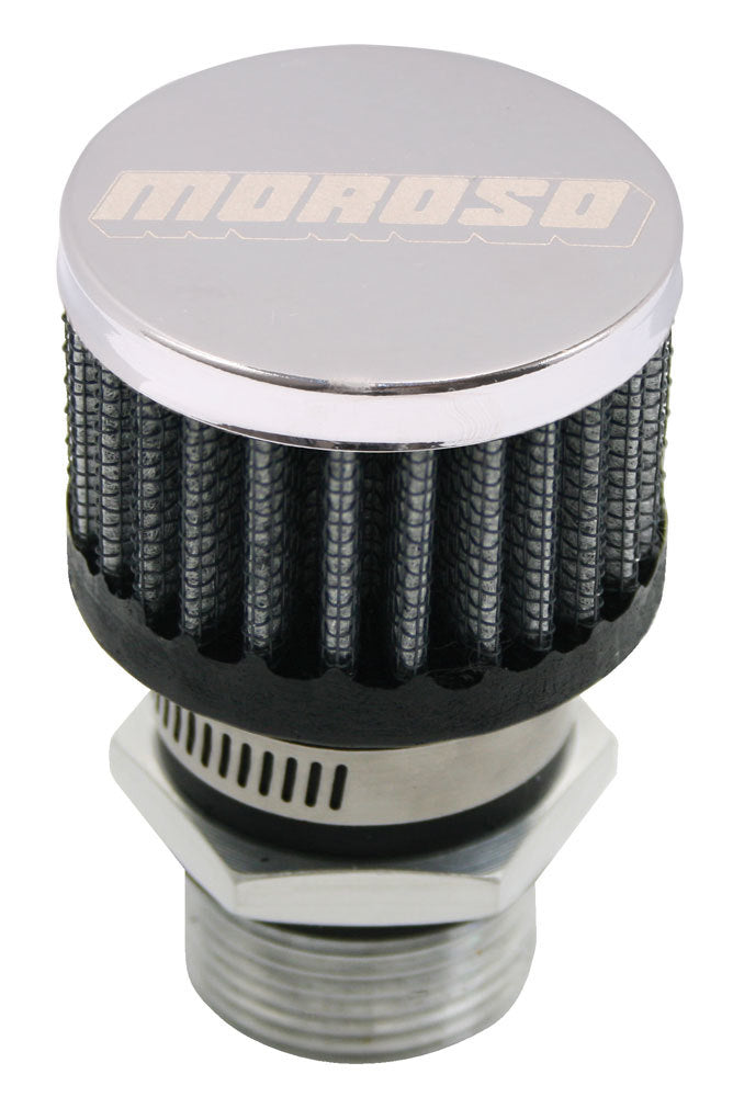 MOROSO 68841 LS Valve Cover Breather Kit with Clamp-On Round Filter, 1 Inch OD Tube