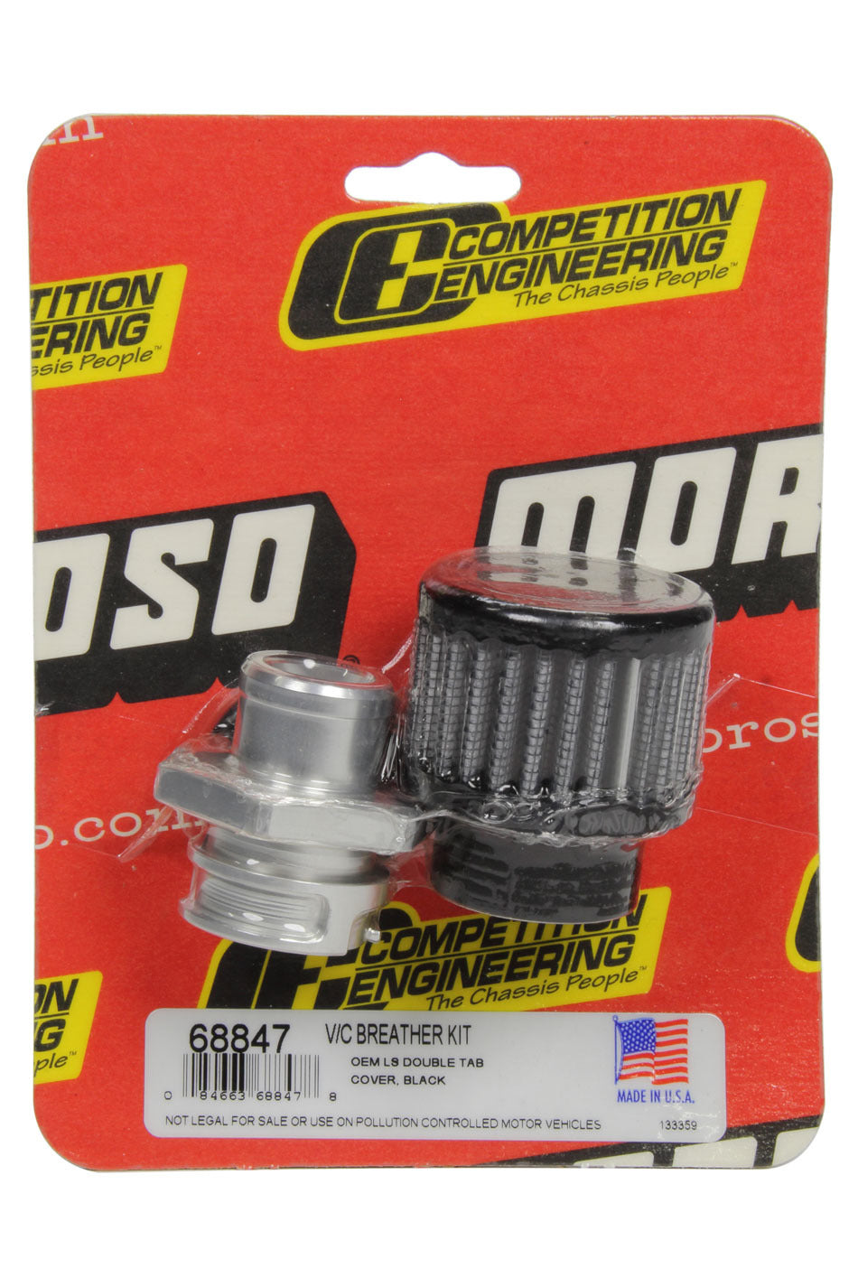 MOROSO 68847 Valve Cover Breather Kit for GM LS Engines with OEM Double Tab, Round Screw-In Design
