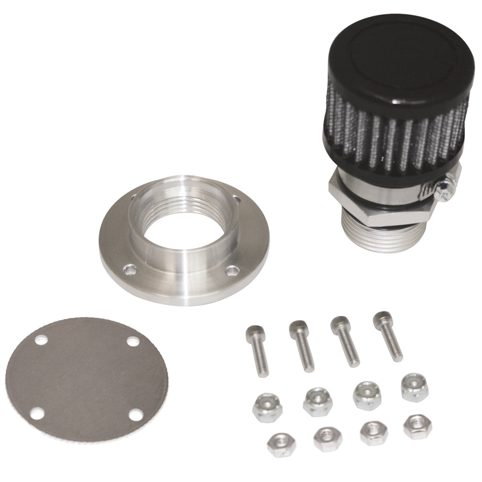 MOROSO 68855 Valve Cover Breather Kit Bolt-In Style Aluminum with Round 1 Inch Threaded Bung and Clamp-On Filter