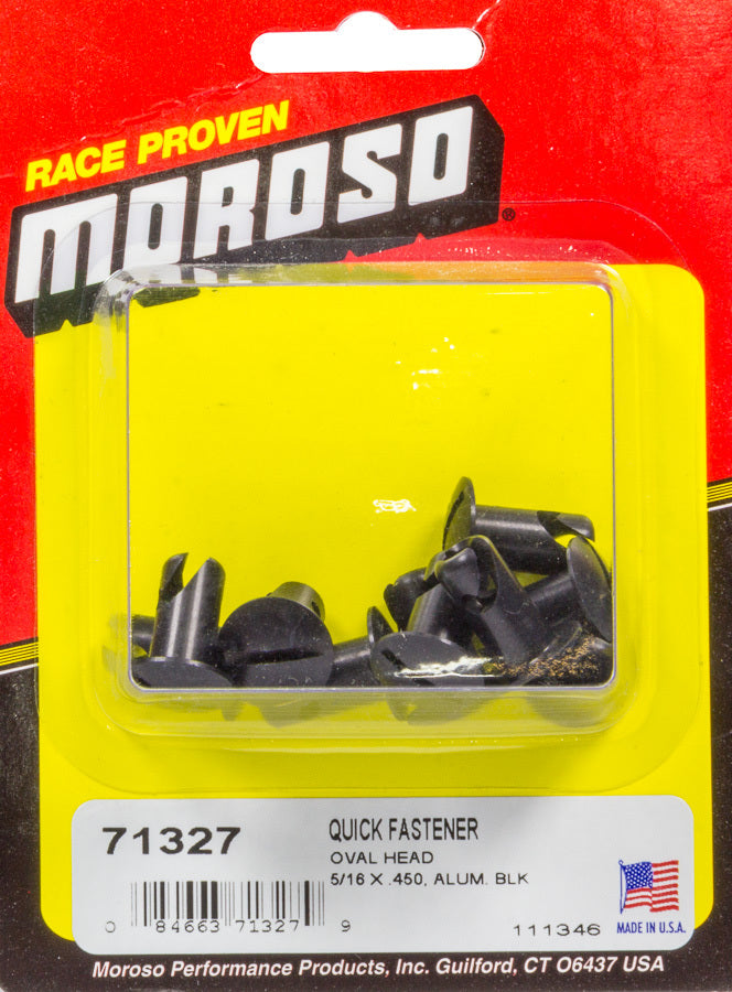 MOROSO 71327 Oval Head Quick Fastener 5/16 Inch Body Diameter Black Anodized Aluminum Set of 10
