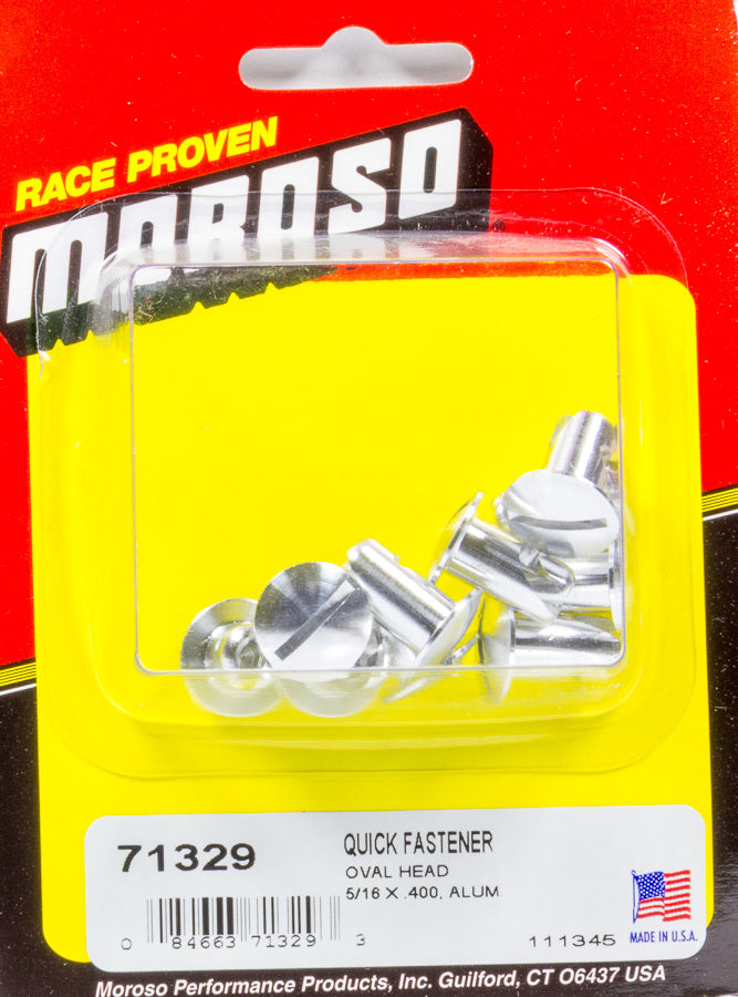 MOROSO 71329 Oval Head Quick Fastener 5/16 Inch Diameter, Aluminum, Slotted, 0.400 Inch Length, Natural Finish