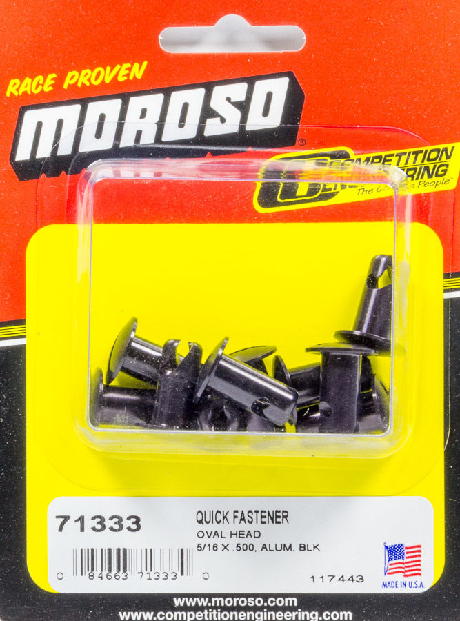 MOROSO 71333 Oval Head Quick Fastener 5/16 Inch Body, Black Anodized Aluminum Set of 10