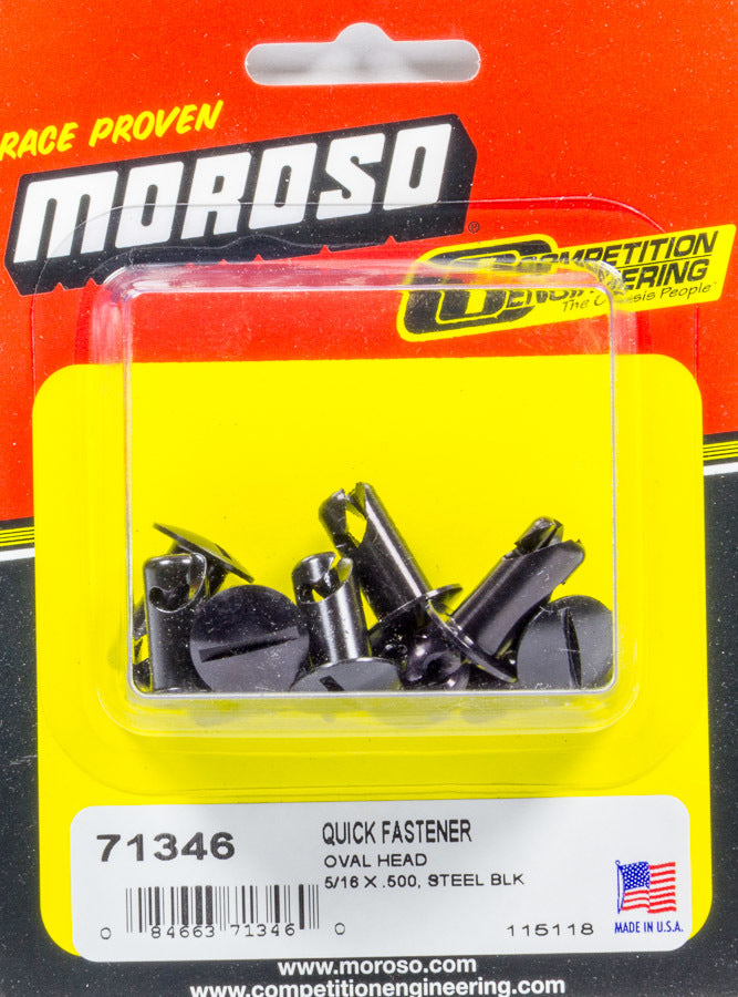 MOROSO 71346 Oval Head Quick Fastener 5/16 Inch Body, Slotted, Steel with Black Paint Finish, Set of 10