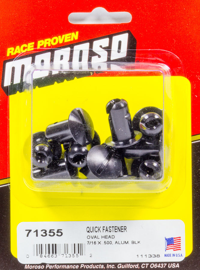 MOROSO 71355 Oval Head Quick Fastener 7/16 Inch Body Diameter Black Anodized Aluminum