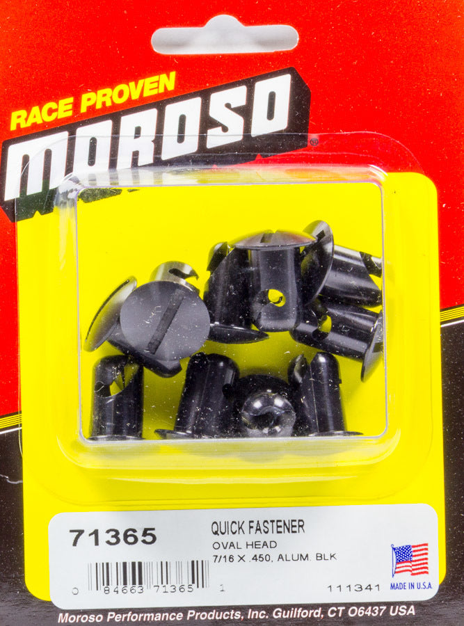 MOROSO 71365 Oval Head Quick Fastener 7/16 Inch x 0.450 Inch Aluminum Black Anodized Set of 10