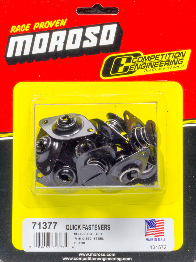 MOROSO 71377 Large Head Quik Fastener with 0.550 Inch Body Length, Steel, Black Paint Finish, Set of 10