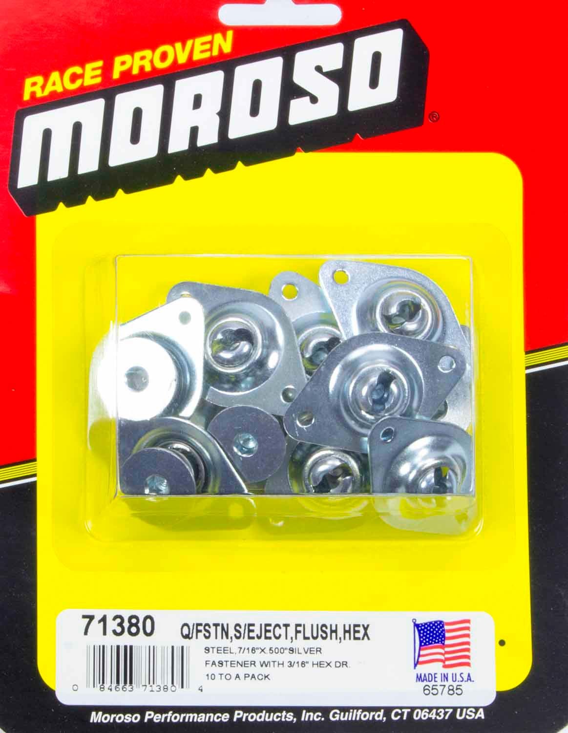 MOROSO Self-Ejecting Fasteners with Large Flush Head, 7/16 Inch x 1/2 Inch Steel Zinc Plated, Set of 10