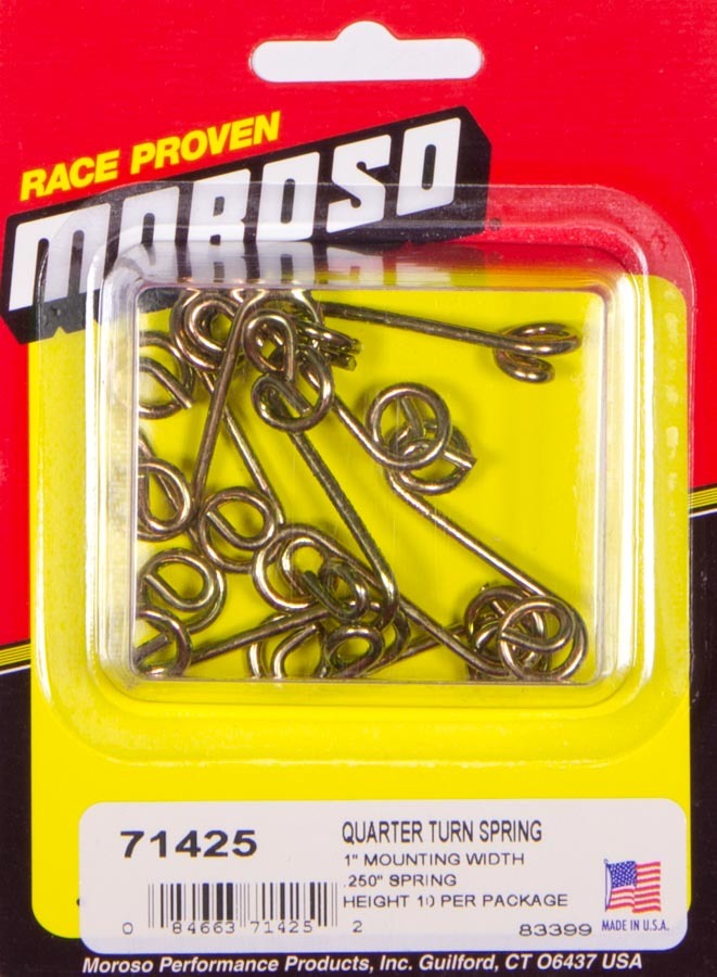 MOROSO 71425 Quick Turn Fastener Spring Set of 10, 1 Inch Length, 0.25 Inch Reach, Steel, Cadmium Finish