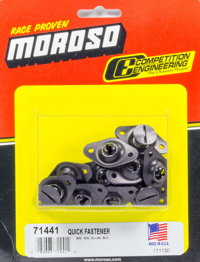 MOROSO 71441 Self Ejecting Fasteners with Flush Head and Slotted Design, 5/16 Inch Diameter, Aluminum, Black Anodized, Set of 10