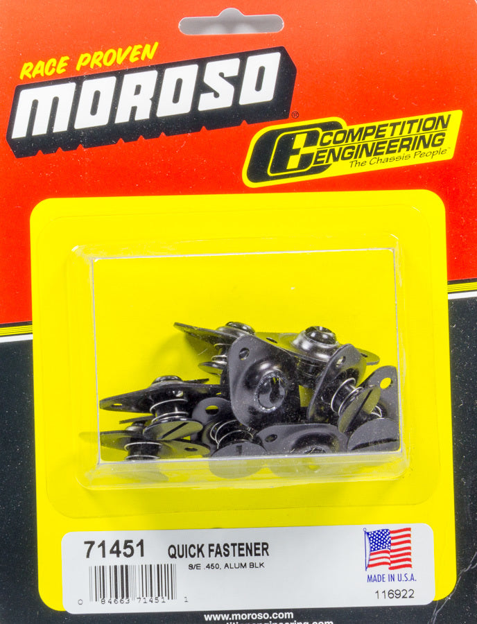 MOROSO 71451 Self Ejecting Fasteners with Flush Head, 5/16 Inch Body, Aluminum, Black Anodized, Set of 10