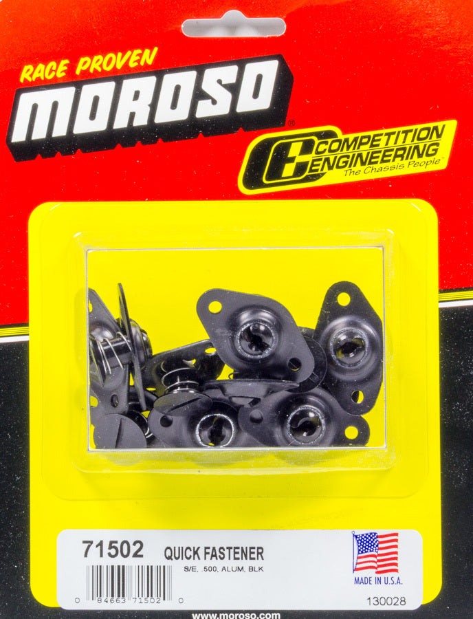 MOROSO 71502 Self Ejecting Fastener with Flush Head, 0.500 inch Body, Aluminum, Black Anodized, Set of 10
