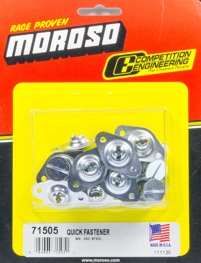MOROSO 71505 Self Ejecting Fasteners with Flush Head, 5/16 Inch Diameter, 0.550 Inch Body Length, Zinc Plated Steel, Set of 10