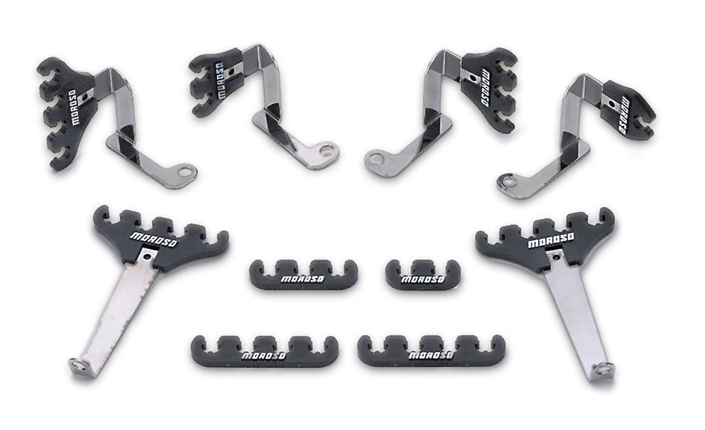 MOROSO SBF Spark Plug Wire Loom Kit with Valve Cover Mount and Bracket for Small Block Ford, Black