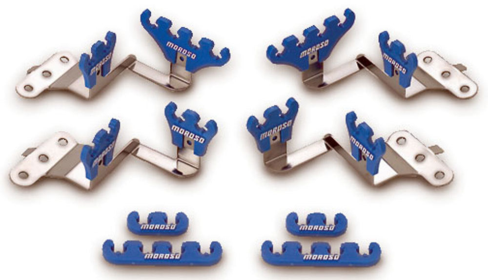 MOROSO 72140 Blue Spark Plug Wire Loom Kit for Small Block Chevy Center Bolt Valve Cover