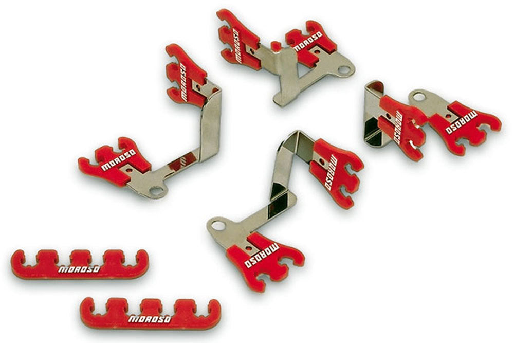 MOROSO 72168 Show Car Wire Loom Kit with Valve Cover Mount in Red, 7-9 Mm, Plastic, Clip Style
