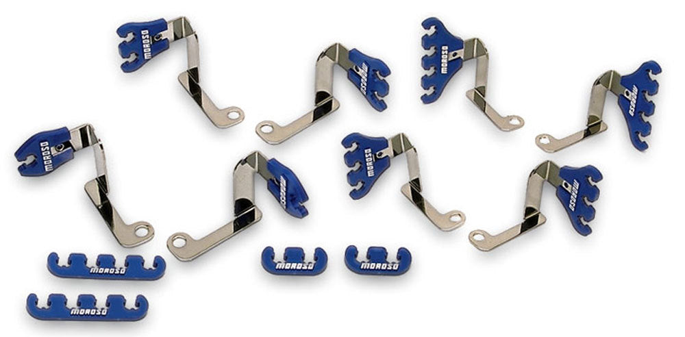 MOROSO BBC Wire Loom Kit 72175 - Blue Spark Plug Wire Cover and Mounting Bracket for Big Block Chevy