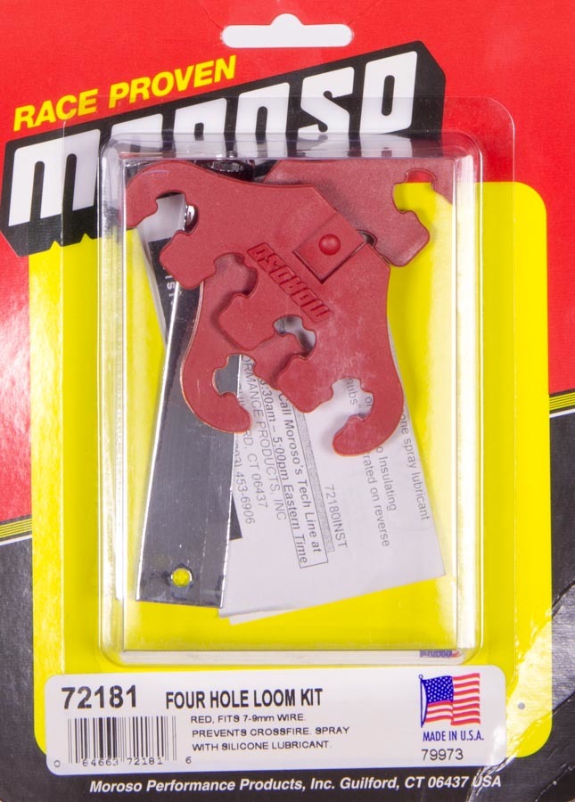 MOROSO 72181 Four Hole Spark Plug Wire Loom with Red Plastic Cover and Bracket