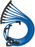 MOROSO 72522 Blue Max Ignition Wire Set for Small Block Chevy, 8mm Spiral Core, Blue with 90 Degree Plug Boots and HEI Style Terminals
