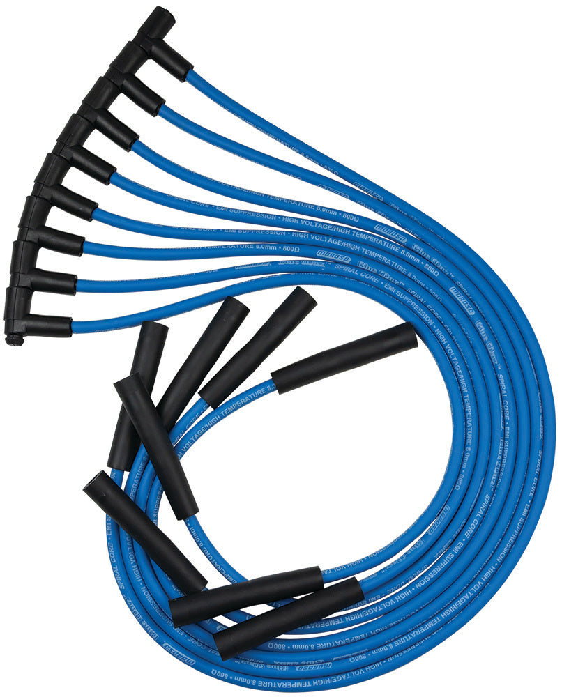 MOROSO 72528 Blue Max Ignition Wire Set for Big Block Chevy, 8mm Spiral Core, Blue with Straight Plug Boots and HEI Style Terminals