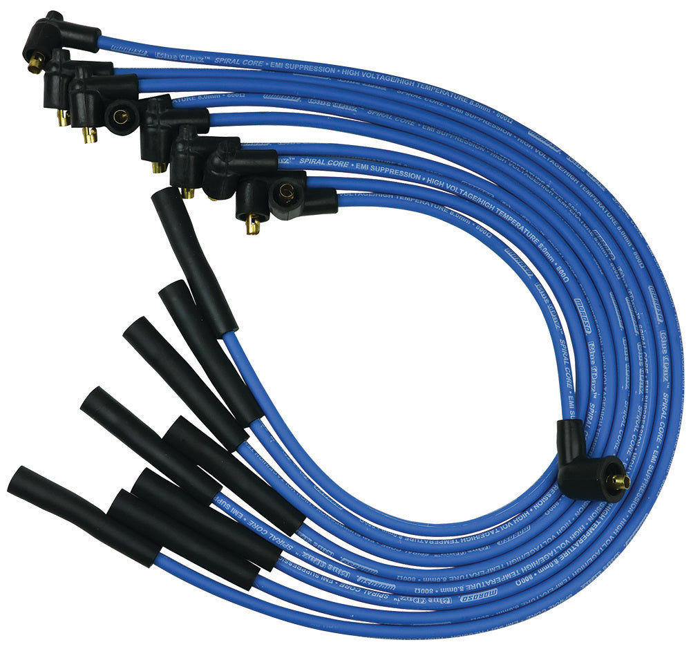 MOROSO 72550 Blue Max Ignition Wire Set for Big Block Chevy - Spiral Core, 8 mm, Blue, Straight Plug Boots, Socket Style