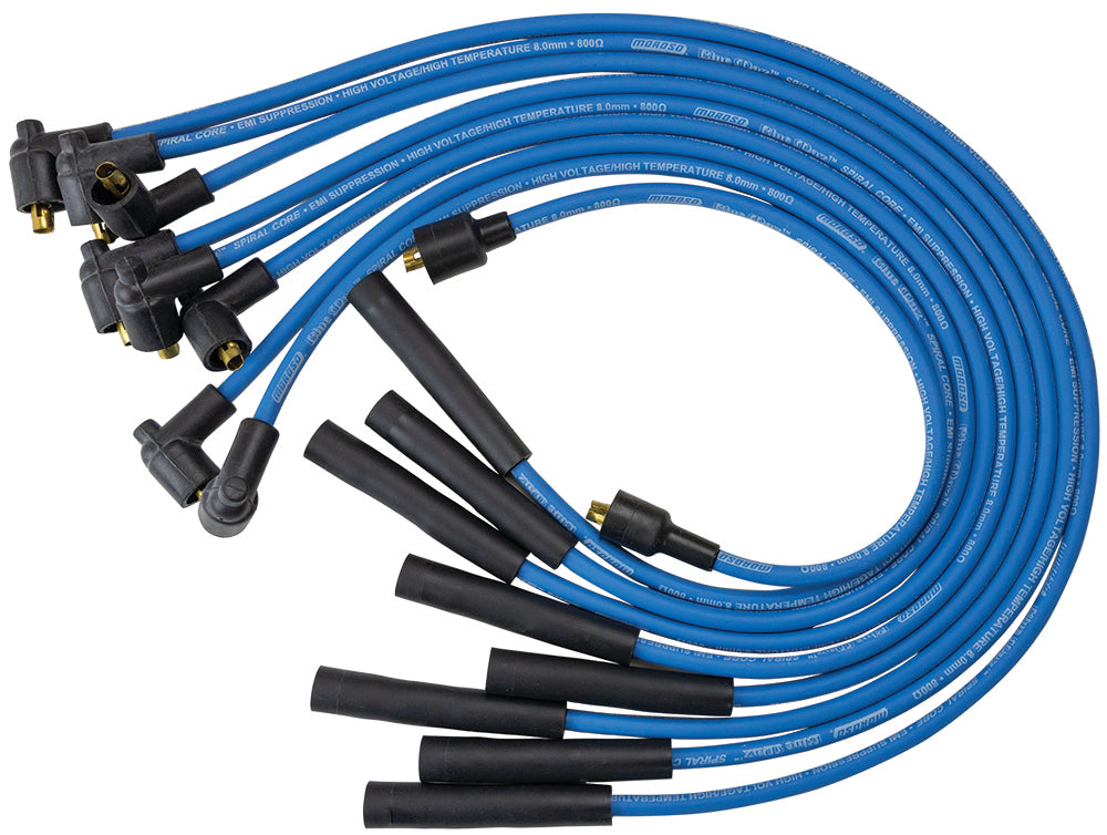 MOROSO 72600 Blue Max Ignition Wire Set for Ford V8 Engines, 8 mm Spiral Core with Straight Plug Boots