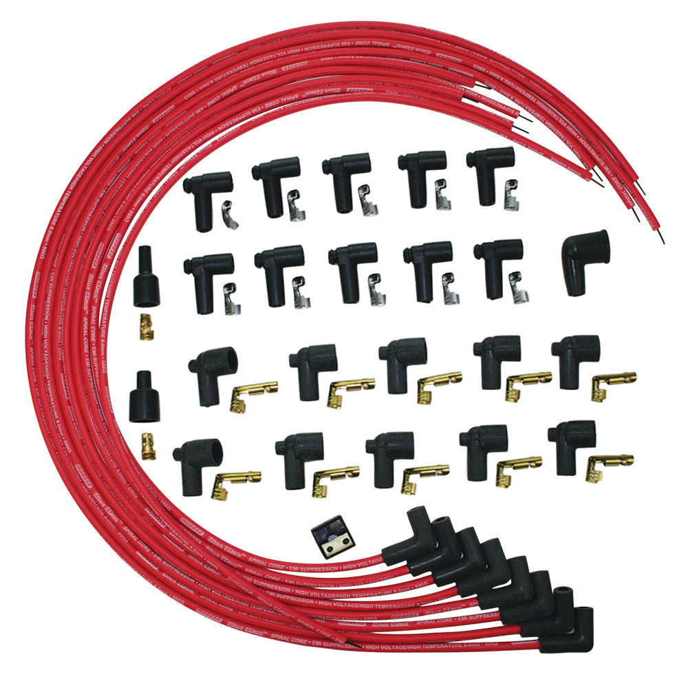 MOROSO 73219 Blue Max Ignition Wire Set with 8 mm Spiral Core and Red 90-Degree Boot for V8 Engines