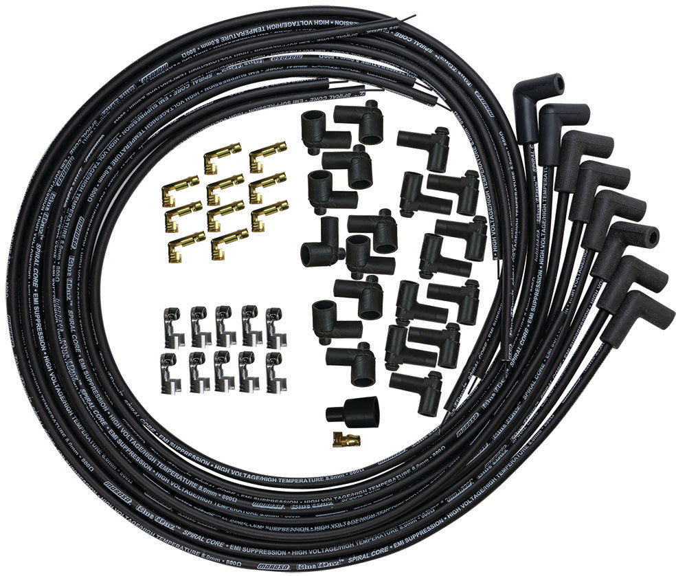 MOROSO 73231 Blue Max Ignition Wire Set with 8 mm Spiral Core and 90 Degree Boot for V8 Engines