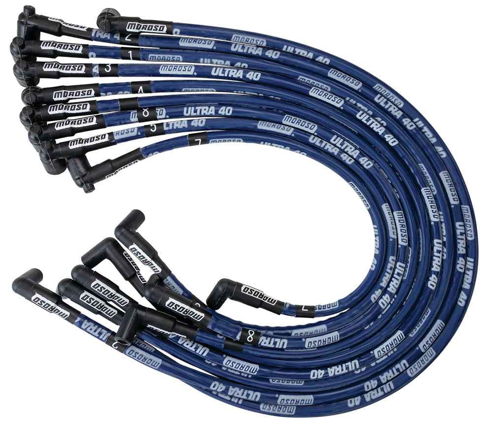MOROSO 73617 Ultra 40 Spark Plug Wire Set with Spiral Core and Blue Sleeving for Big Block Chevy