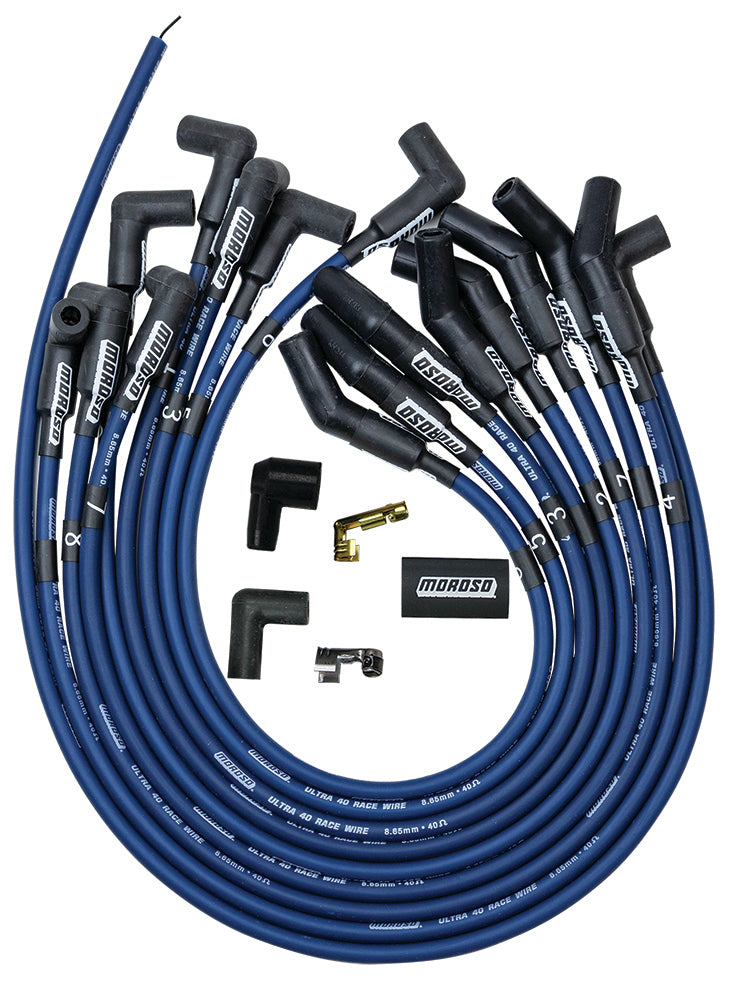 MOROSO Ultra 40 Spark Plug Wire Set for Small Block Ford 289/302 with Spiral Core and 8.65 mm Diameter