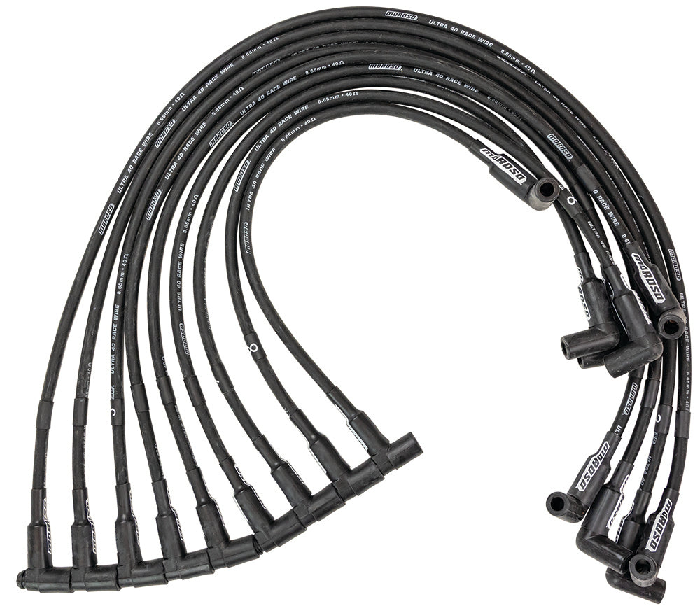 MOROSO 73722 Ultra 40 Spark Plug Wire Set for SBC Sprint Car with 8.65mm Spiral Core and 90 Degree Plug Boots