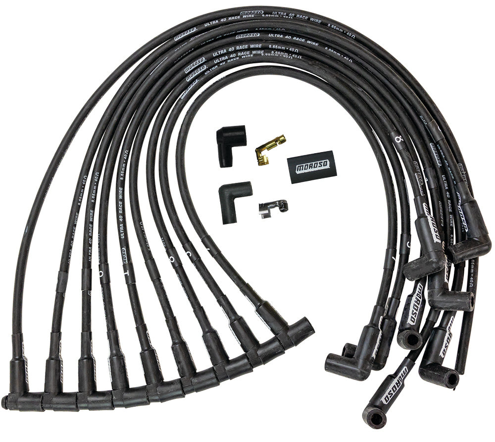 MOROSO Ultra 40 Spark Plug Wire Set BBC 135 Degree Plug Boots Spiral Core 8.65mm Black