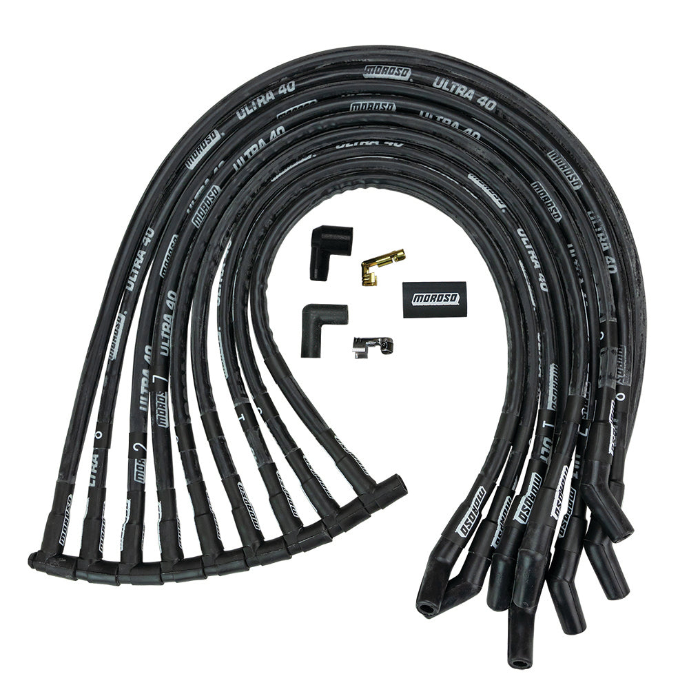 MOROSO 73822 Ultra 40 Spark Plug Wire Set with Spiral Core and 135 Degree Boot for Small Block Ford