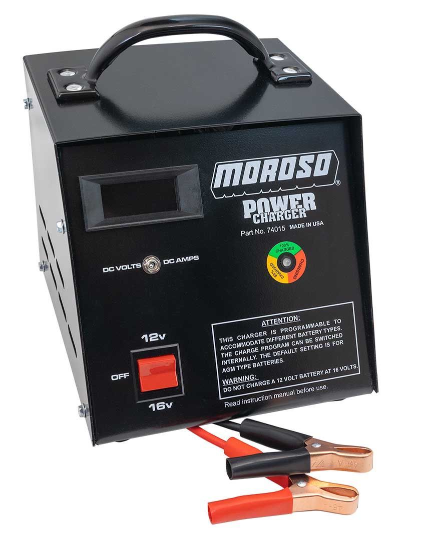 MOROSO 74015 Dual Voltage Battery Charger for 12V and 16V AGM Batteries with LCD Ammeter