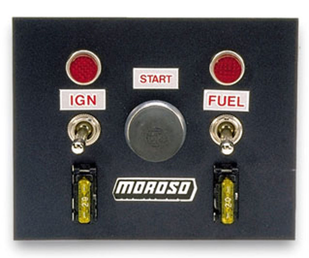 MOROSO 74130 Toggle Switch Panel 4 Inch by 5 Inch Aluminum Black Anodized Dash Mount with Indicator Lights