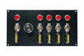 MOROSO 74139 Fiber Design Switch Panel with Indicator Lights, 7.75 x 4 Inches, Black Carbon Fiber Look, 5 Toggle switches and 1 Momentary Button