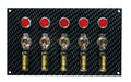 MOROSO 74148 Fiber Design Switch Panel with Indicator Lights and Fused Toggle Switches, 6.75 x 4 Inches, Carbon Fiber Look Finish