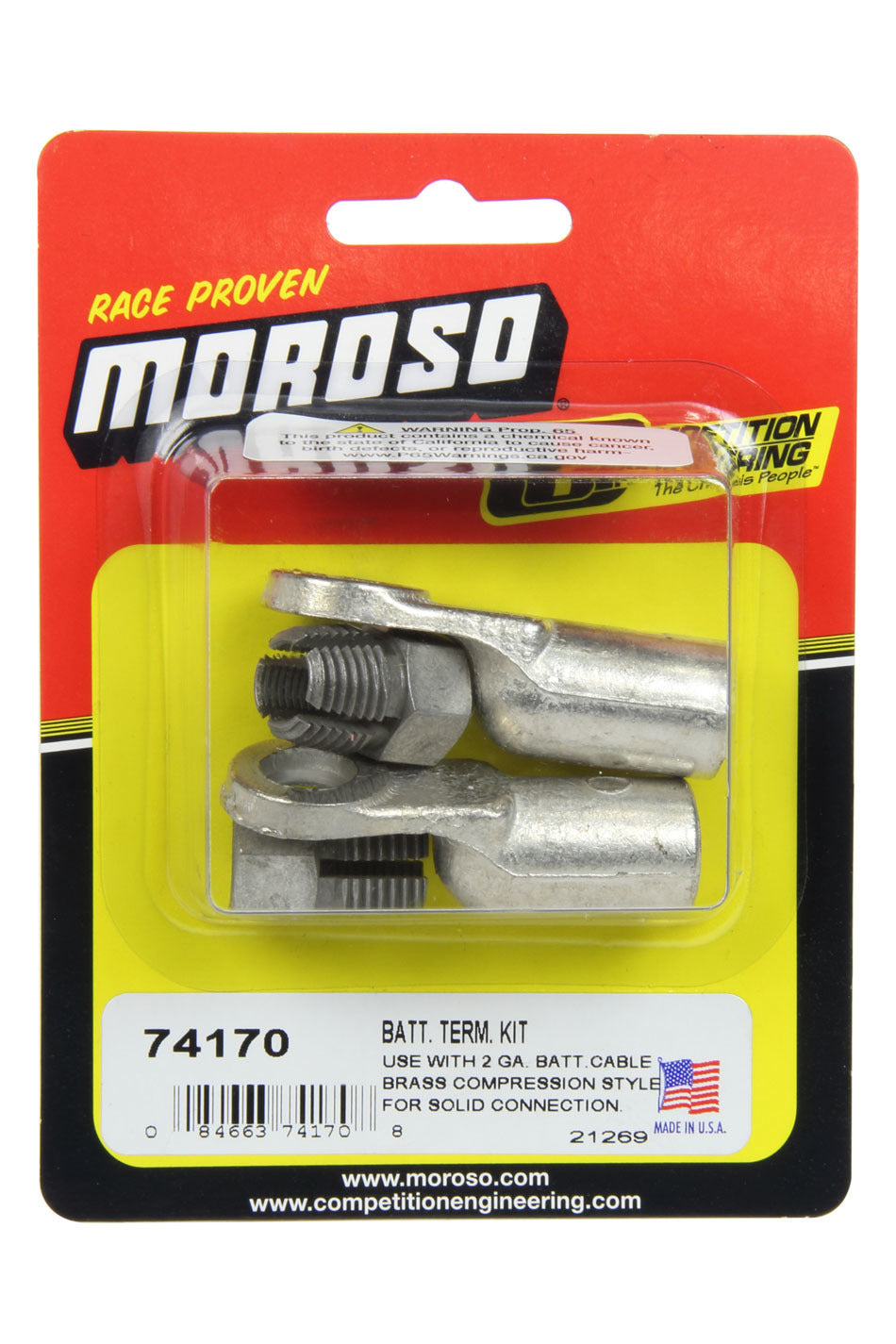 MOROSO Battery Terminal End Kit 2 Gauge Brass Compression with Tin Plated Eyelet