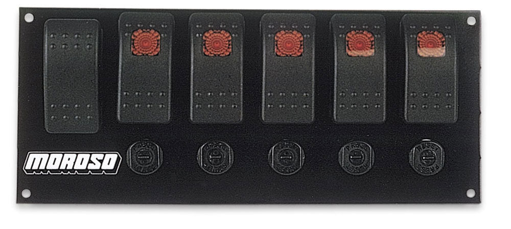 MOROSO 74180 Dash Mount Switch Panel Kit with Five Rockers and Indicator Lights